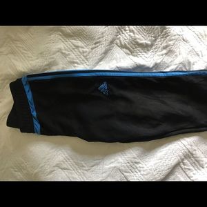 Adidas soccer pants, blue stripes
